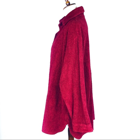 Vintage Monterey Bay Cherry Red Teddy Style Cotton Oversized Jacket Size 8 - Picture 4 of 8